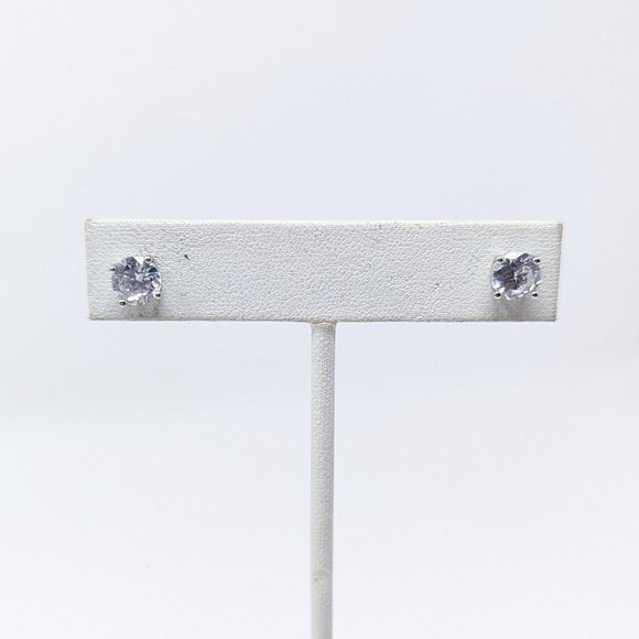 Jewelry - New Rhodalite Over Sterling Silver Diamond Simulant Stud Earrings